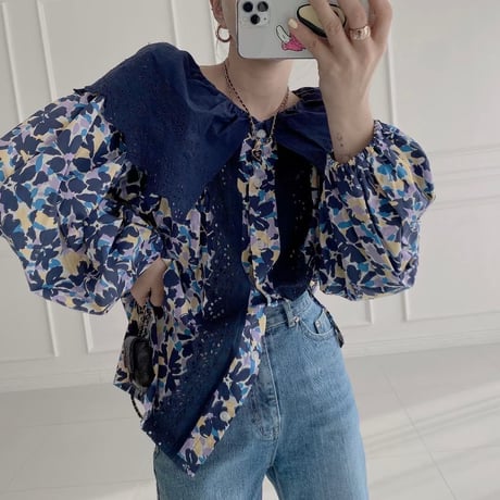 lace collar flower blouse