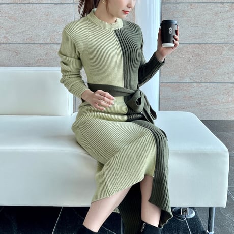 【即納】green  knit onepiece
