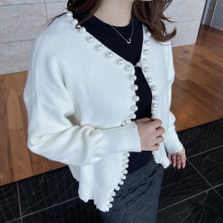 【即納あり】pearl cardigan
