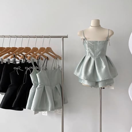 ribbon camisole short pants setup