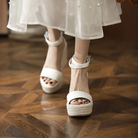 buckle wedge sandal