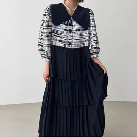 pleats 切り替え onepiece