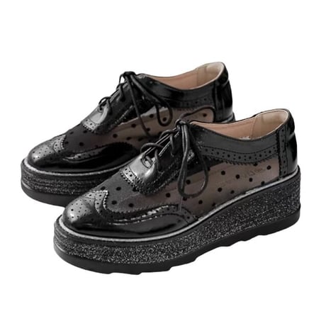 mesh dot platform shoes
