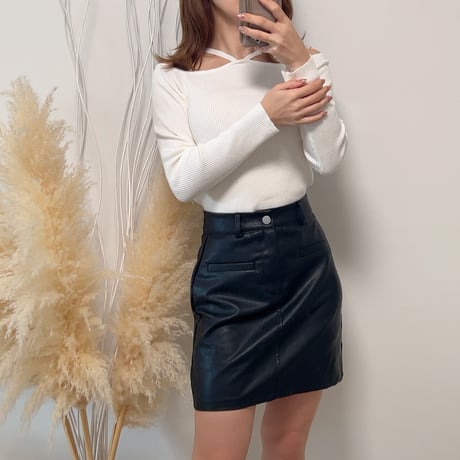 パンツ付き leather skirt