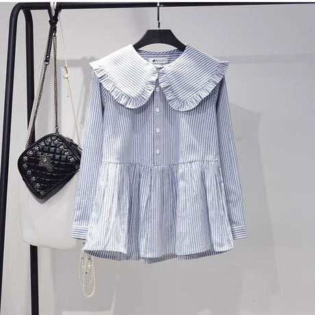 big collar stripe blouse