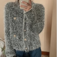 pearl button shaggy knit