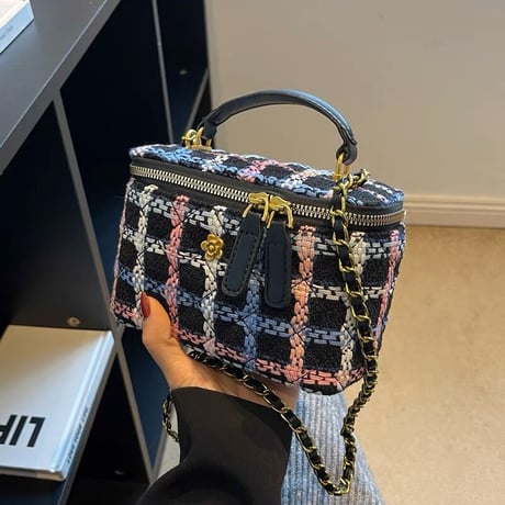 flower point colorful check bag
