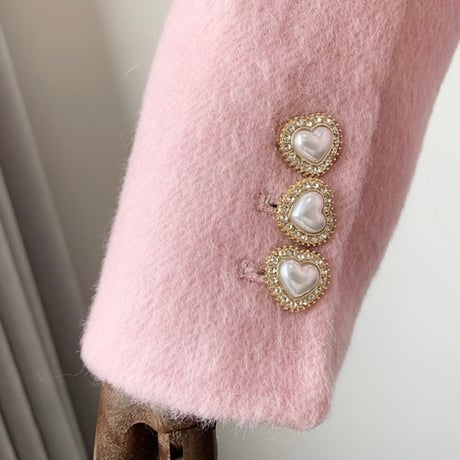 fox fur heart button jacket