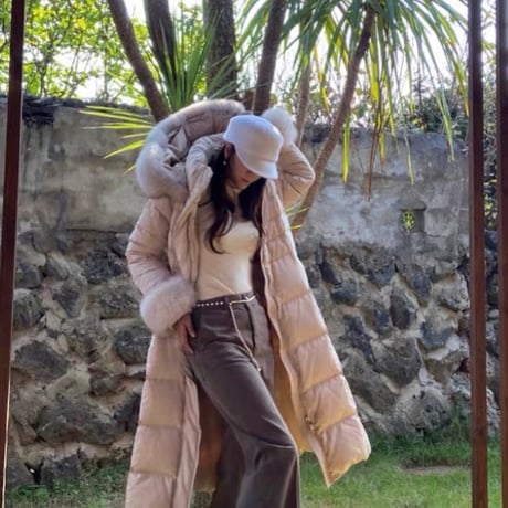 fox fur long down coat