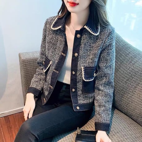 襟付き tweed jacket
