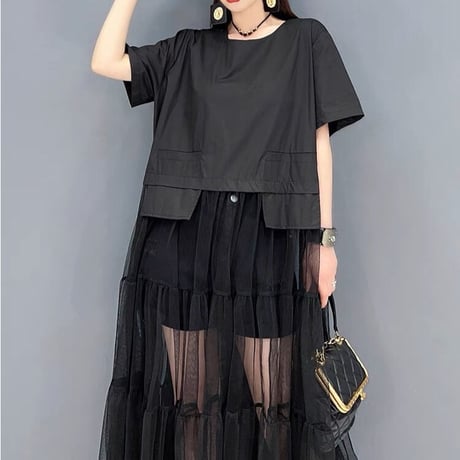 tulle patchwork t-shirt