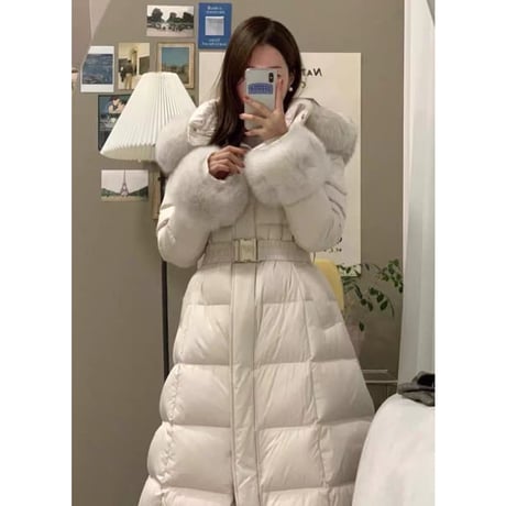 fox fur long down coat