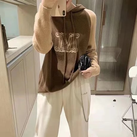logo knit hoodie