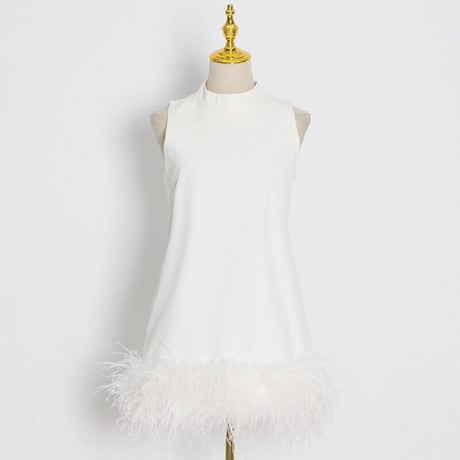 high neck feather onepiece