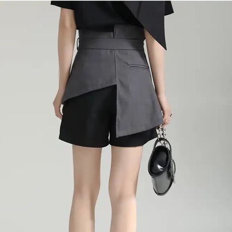 切り替え high-waist short pants