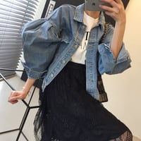 volume sleeve denim jacket
