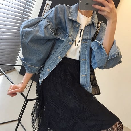 volume sleeve denim jacket