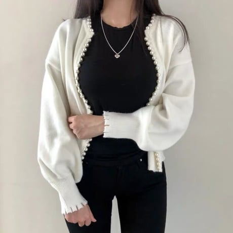 【即納あり】pearl cardigan
