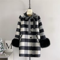 sleeve fur check coat