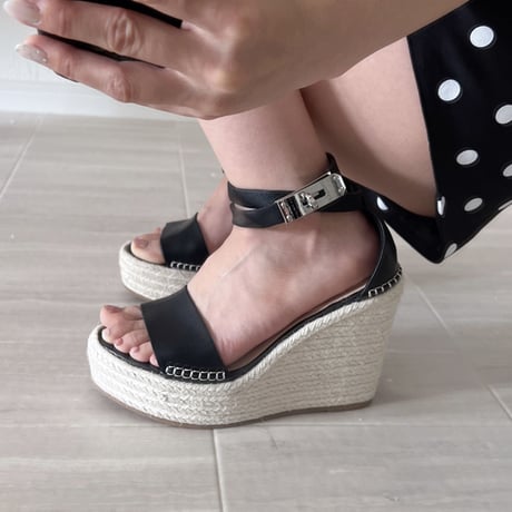 buckle wedge sandal