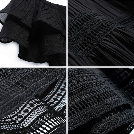 frill shoulder black onepiece