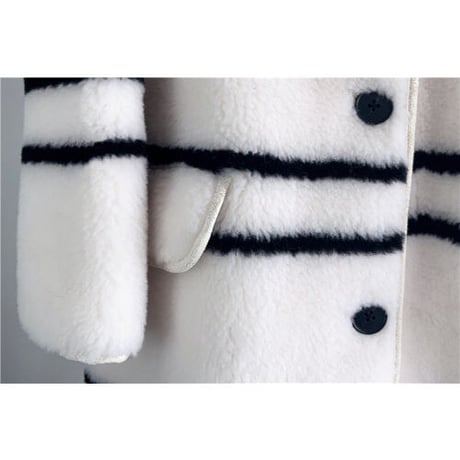 【ウール】border long coat
