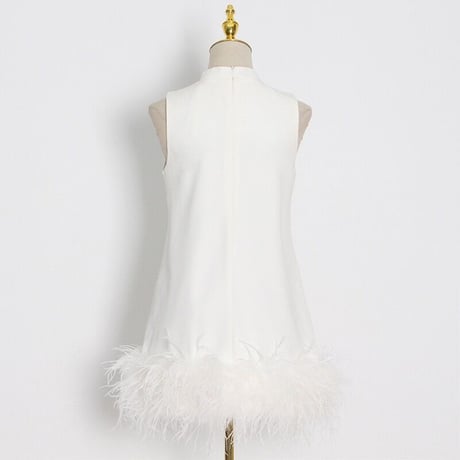 high neck feather onepiece