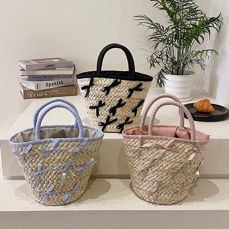 ribbon straw bag