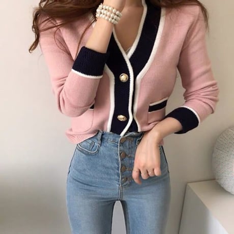 gold button cardigan
