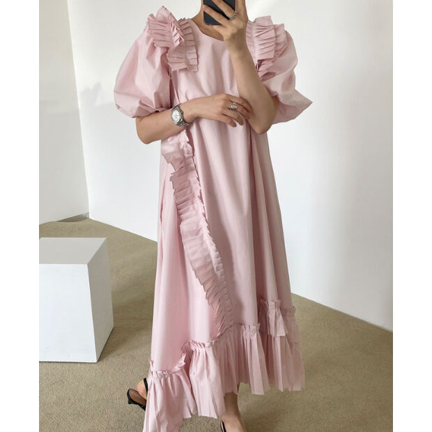 極美品♡ルネ♡肩フリル ワンピース セール】肩フリルディアートワンピース（ワンピース）｜FREE