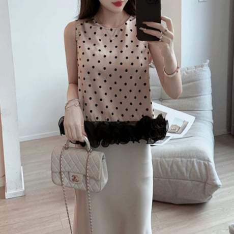dot sleeveless tops