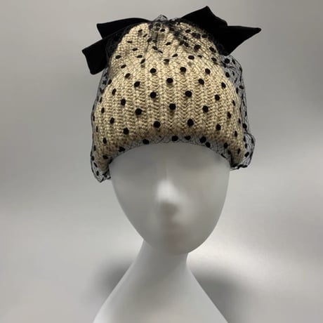 dot tulle knit hat