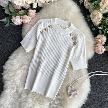 gold button summer knit