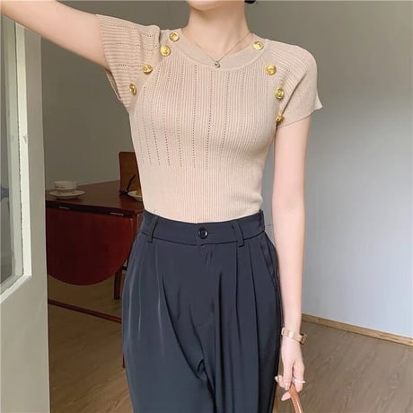 gold button summer knit