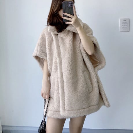 ウール poncho coat