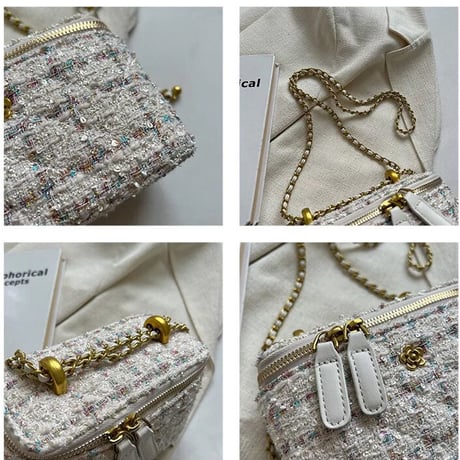 flower point tweed mini bag