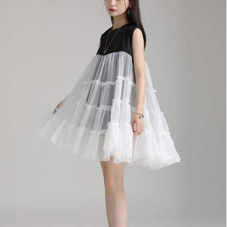 bi-color tulle t-shirt
