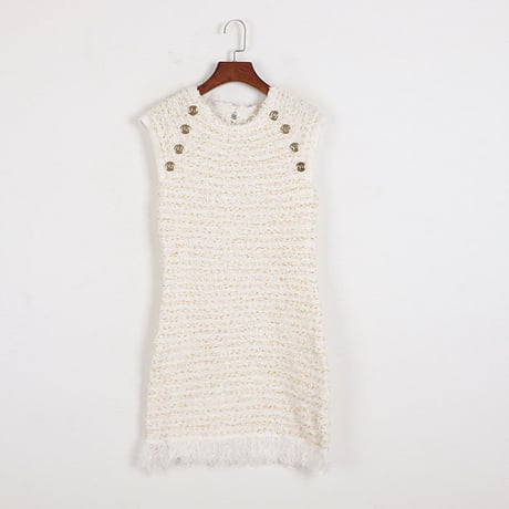 Sleeveless tweed onepiece