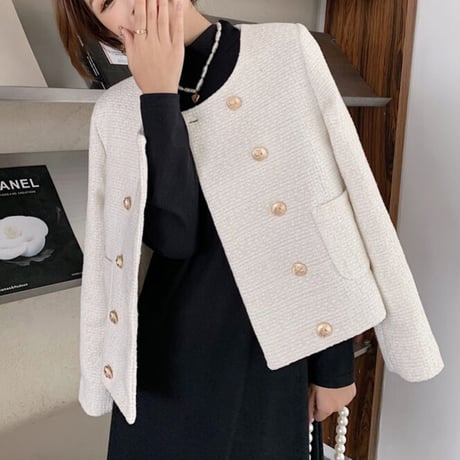 gold button tweed jacket
