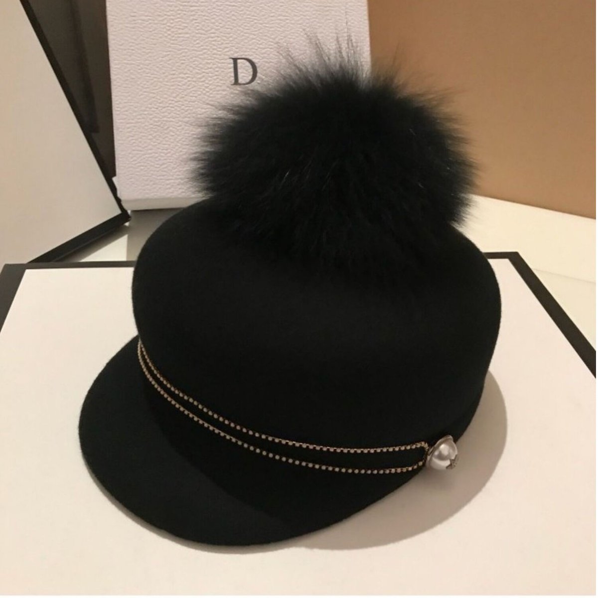 即納 ポンポンファー キャスケット | BrillantSelect Store