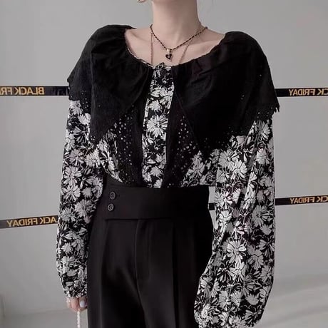 lace collar flower blouse