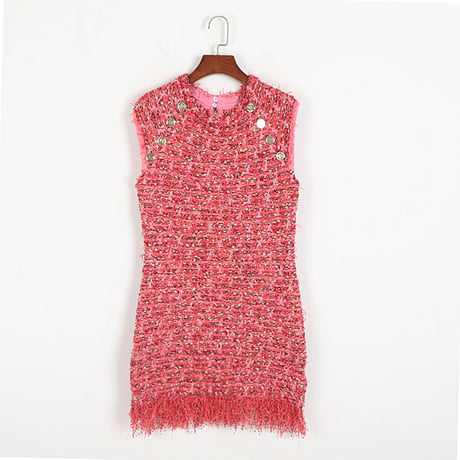 Sleeveless tweed onepiece