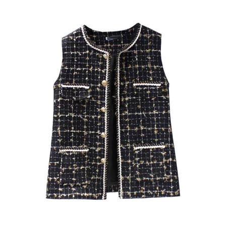 gold button tweed vest
