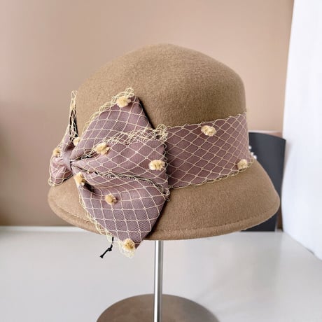 ribbon tulle wool hat
