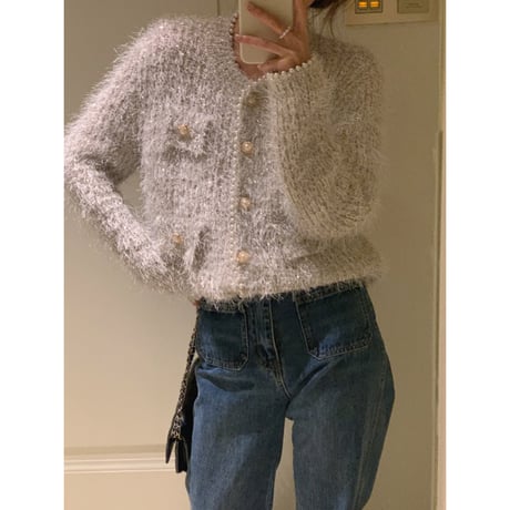 pearl button shaggy knit