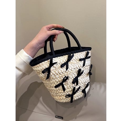 ribbon straw bag