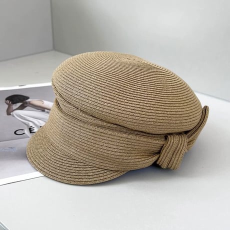 side ribbon straw casquette