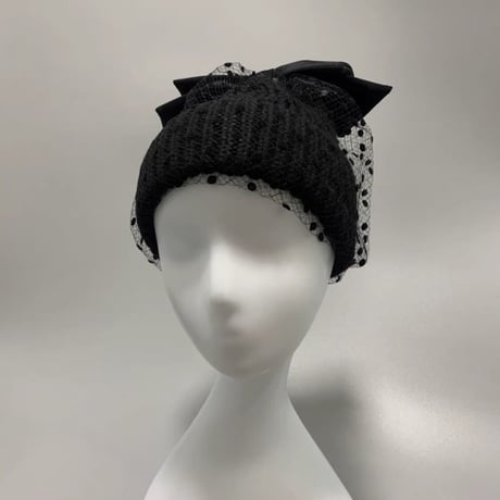 dot tulle knit hat