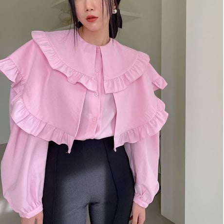 big collar pink blouse