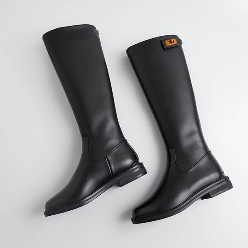 牛革 ゴールドバックル ロングブーツ | BrillantSelect Store 牛革 ゴールドバックル ロングブーツ | BrillantSelect Store